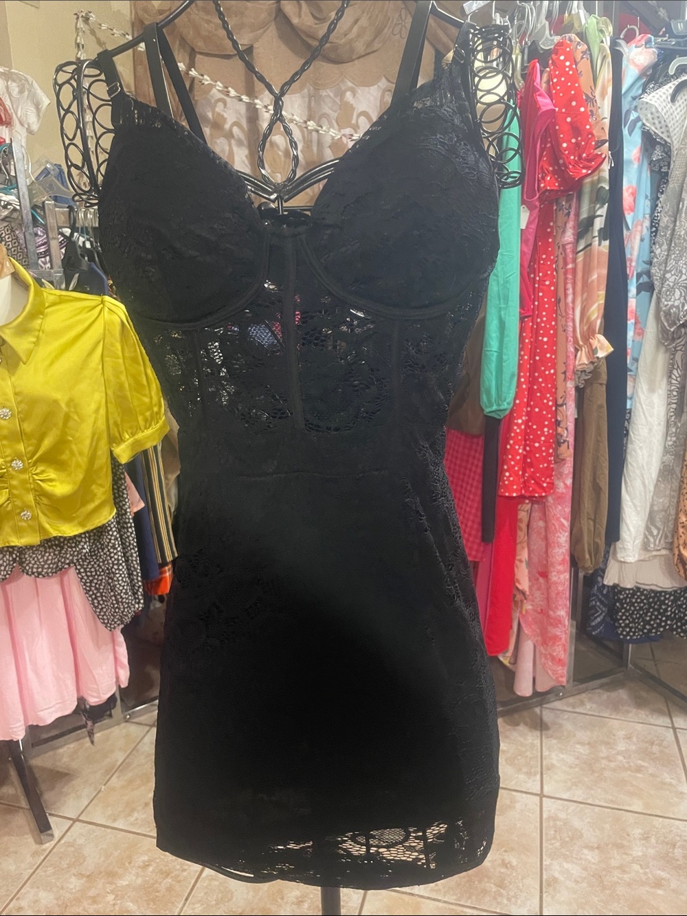 Haute Monde Black Lace Bodycon Mini Dress